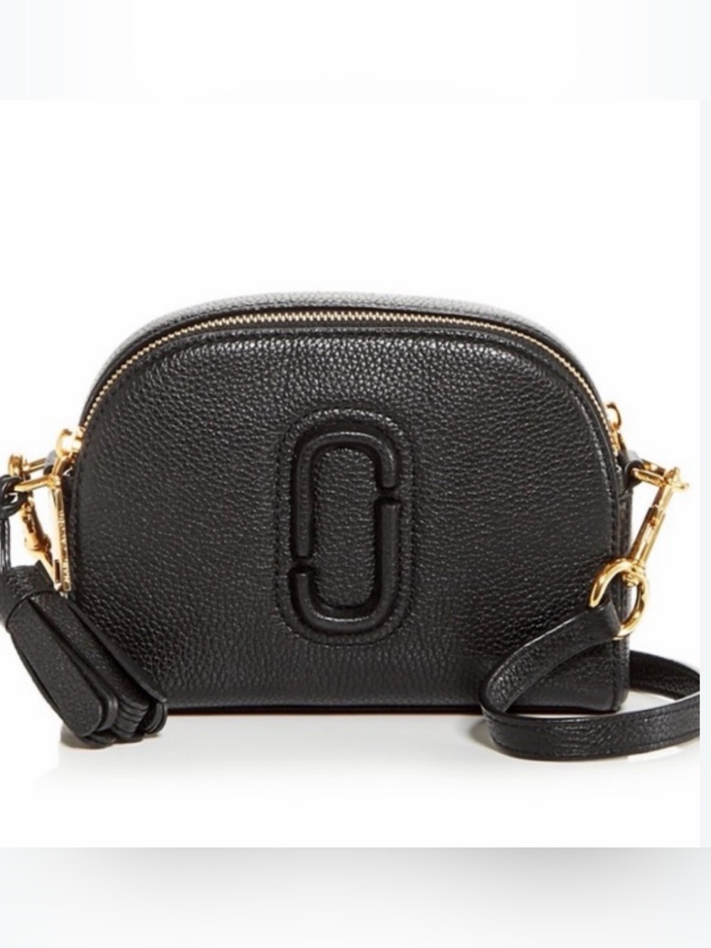 Marc Jacobs Black Leather Compact Crossbody Bag Shutter BLACK /Gold
